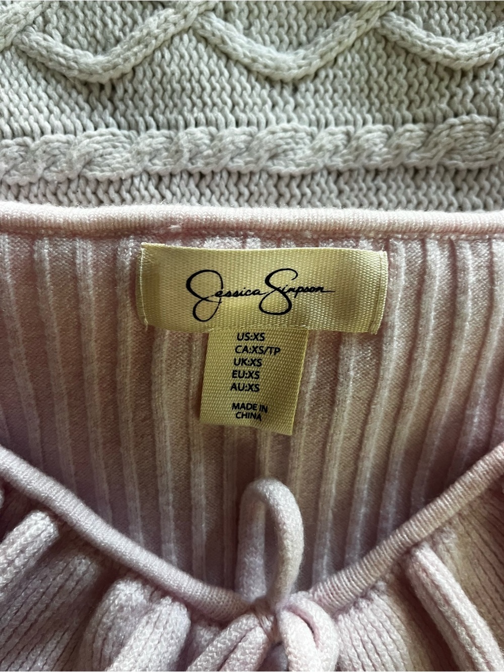 Jessica Simpson Ruffled Collar Ribbed Cardigan - Light Pink- Size XS - Picture 6 of 8